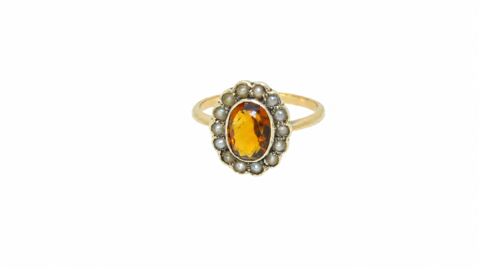 A vintage citrine and diamond cluster