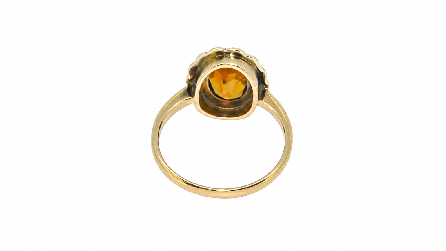 A vintage citrine and diamond cluster rear view