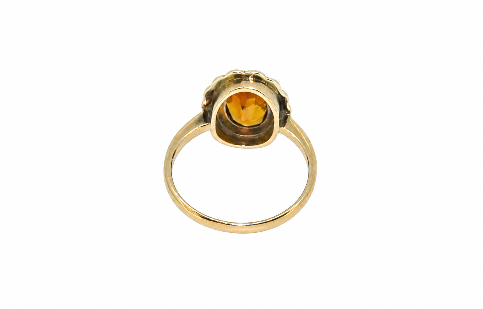 A vintage citrine and diamond cluster rear view