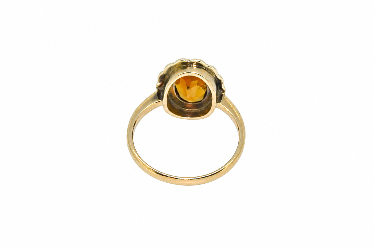 A vintage citrine and diamond cluster rear view