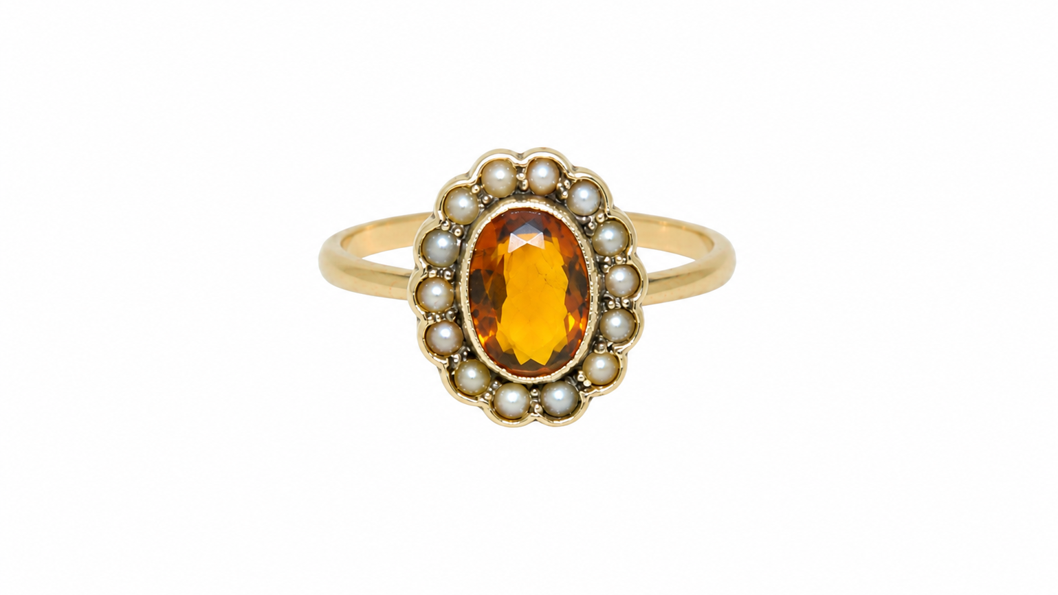 A vintage citrine and diamond ring