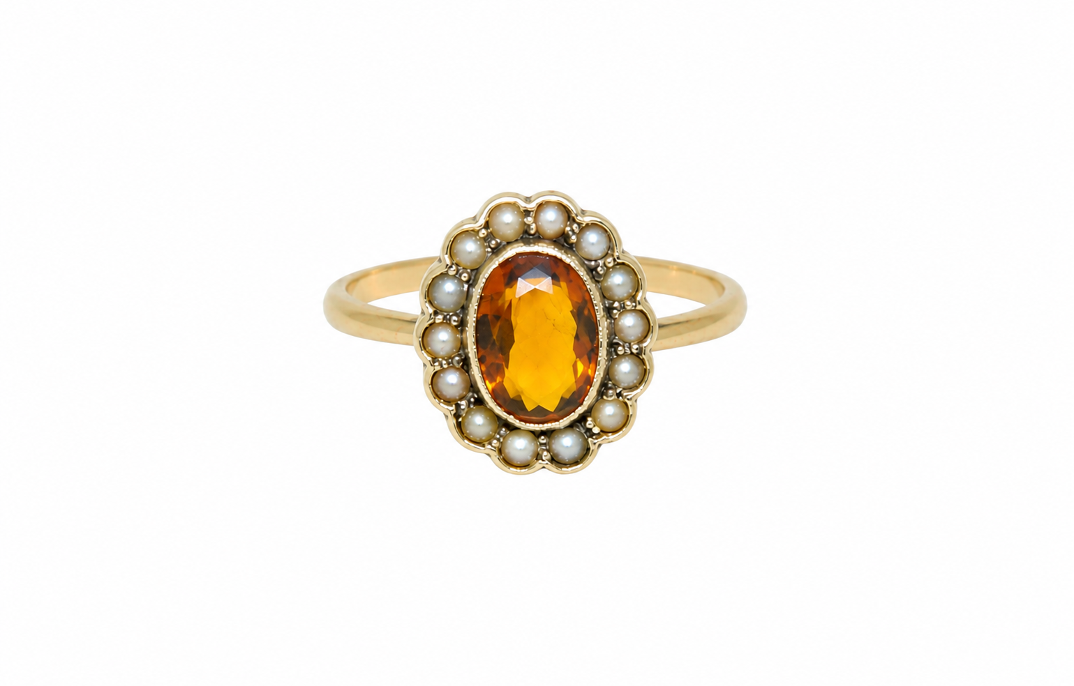 A vintage citrine and diamond ring