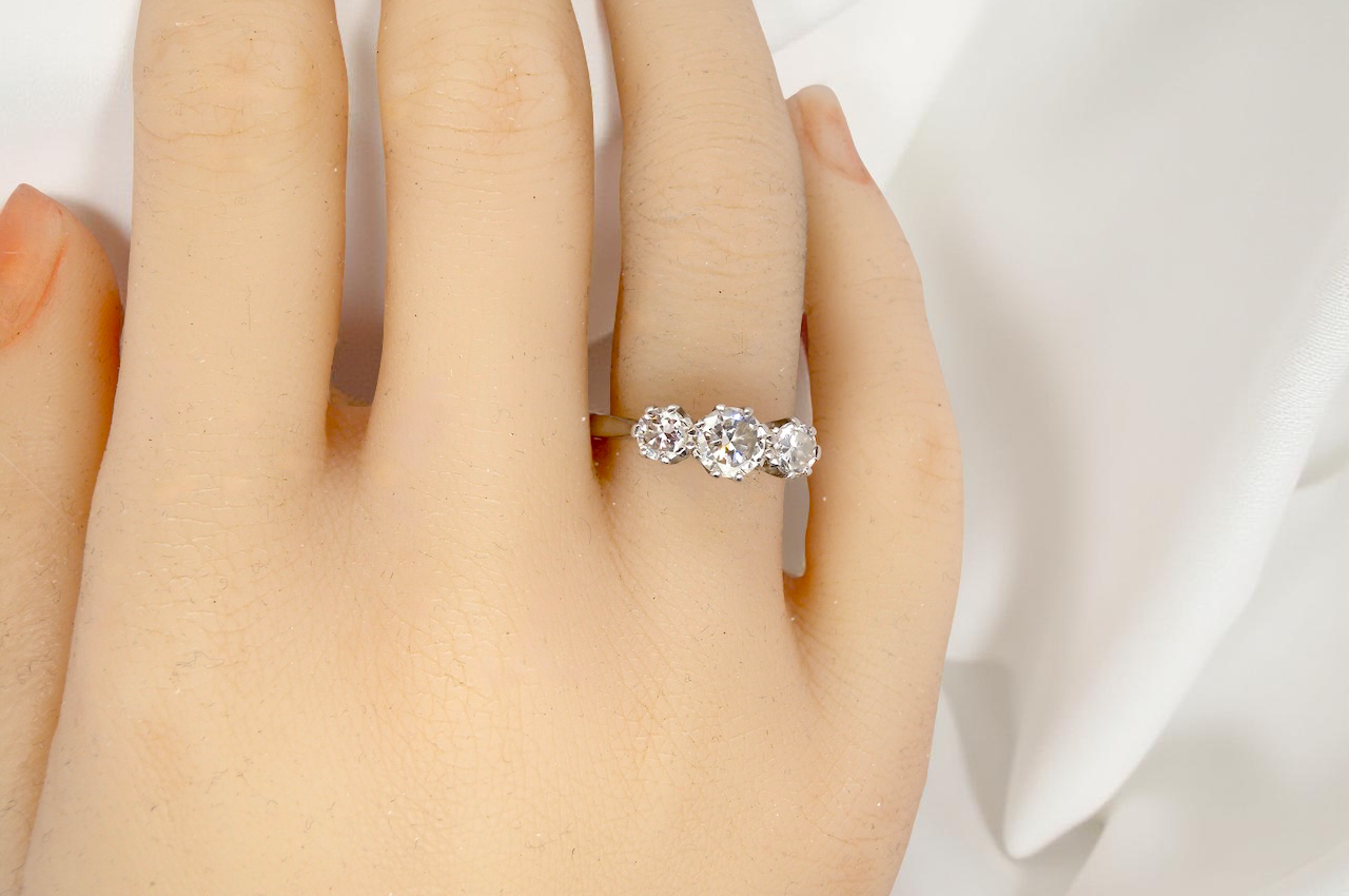 A vintage three stone Diamond ring