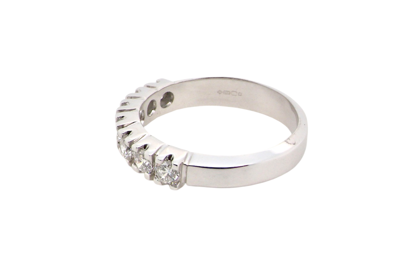A white gold Diamond Eternity Ring side view