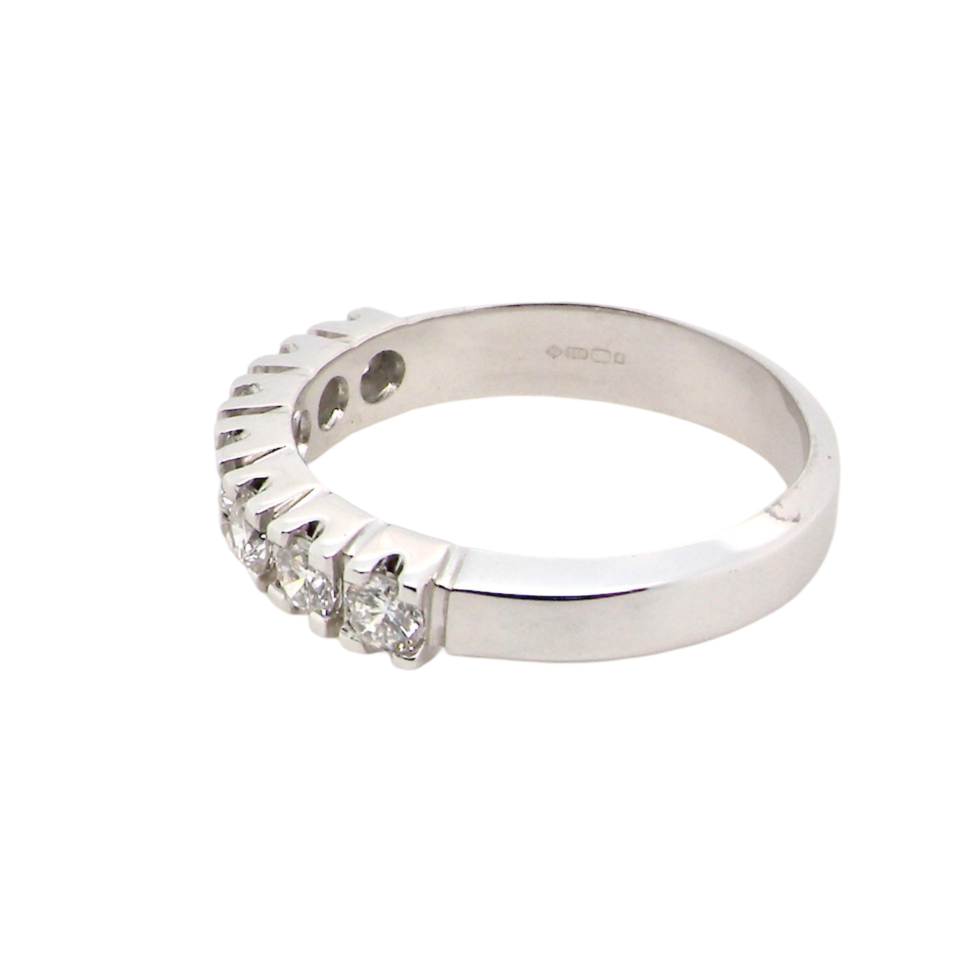 A white gold Diamond Eternity Ring side view
