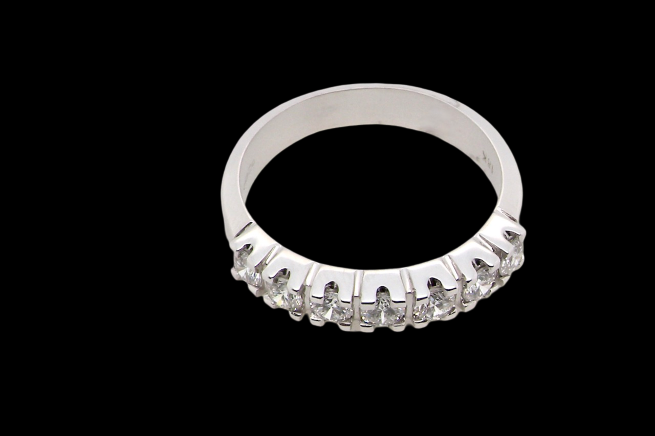 A white gold Diamond Eternity Ring top view