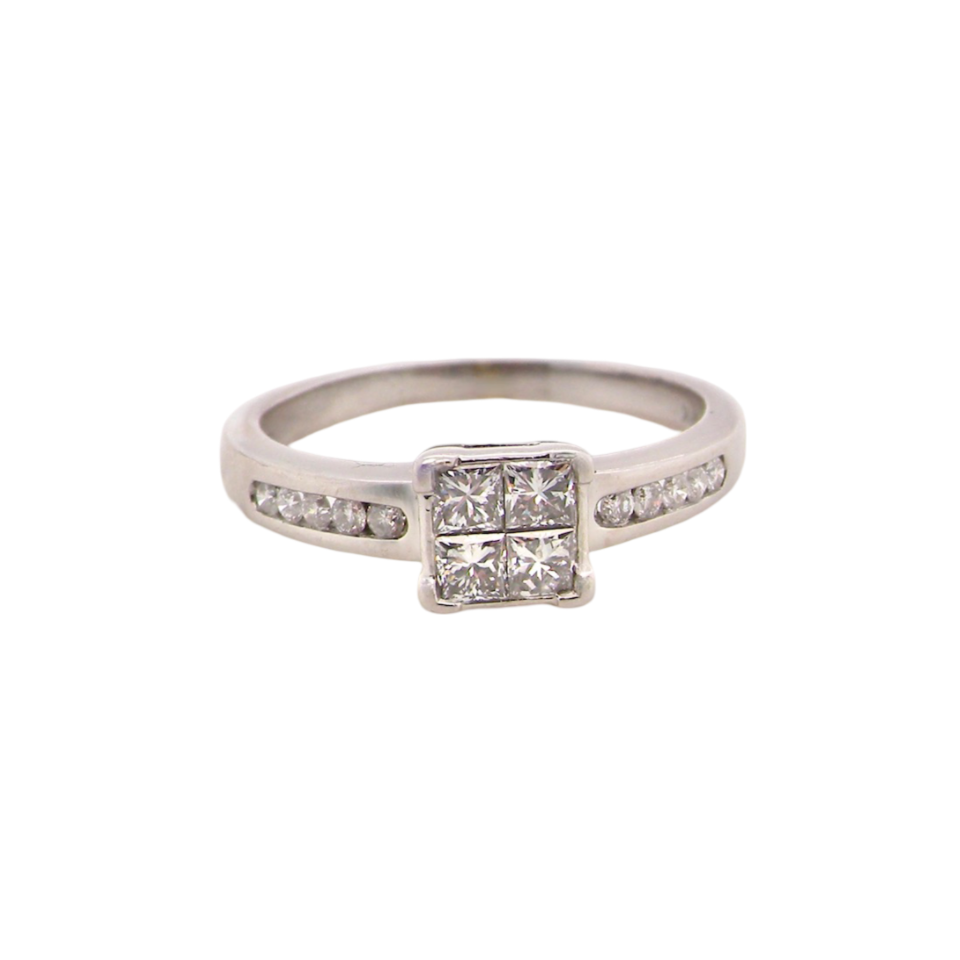A white gold princess cut diamond ring