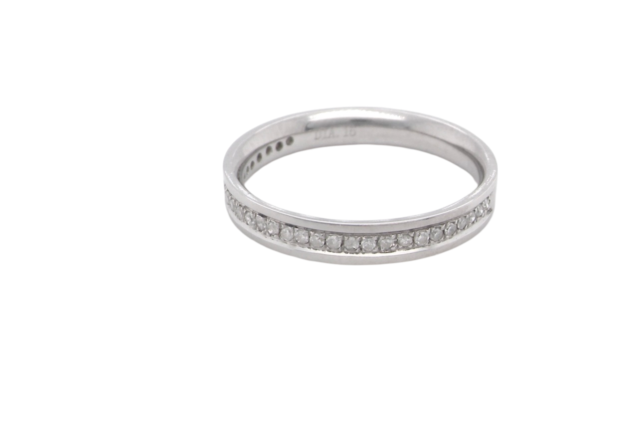 A white gold half hoop Diamond eternity ring