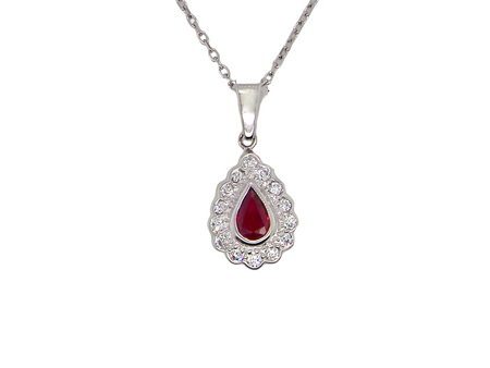 An 18 Carat White Gold Ruby and Diamond Pendant