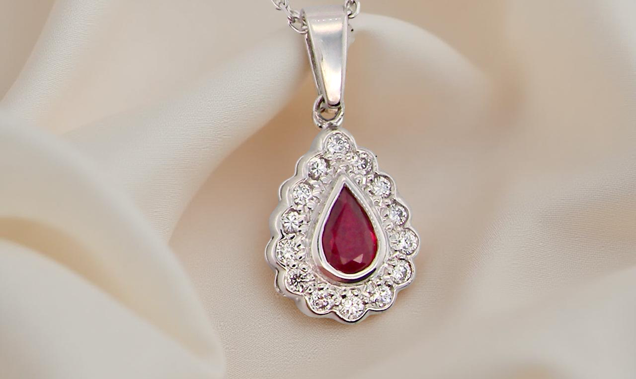 An 18 Carat White Gold Ruby and Diamond Pendant