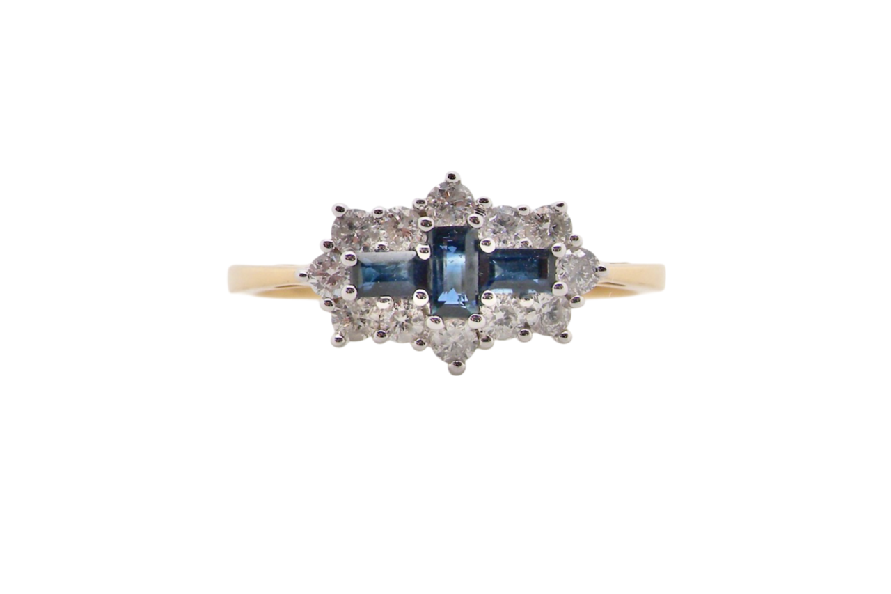 An 18 carat gold Sapphire and Diamond cluster ring