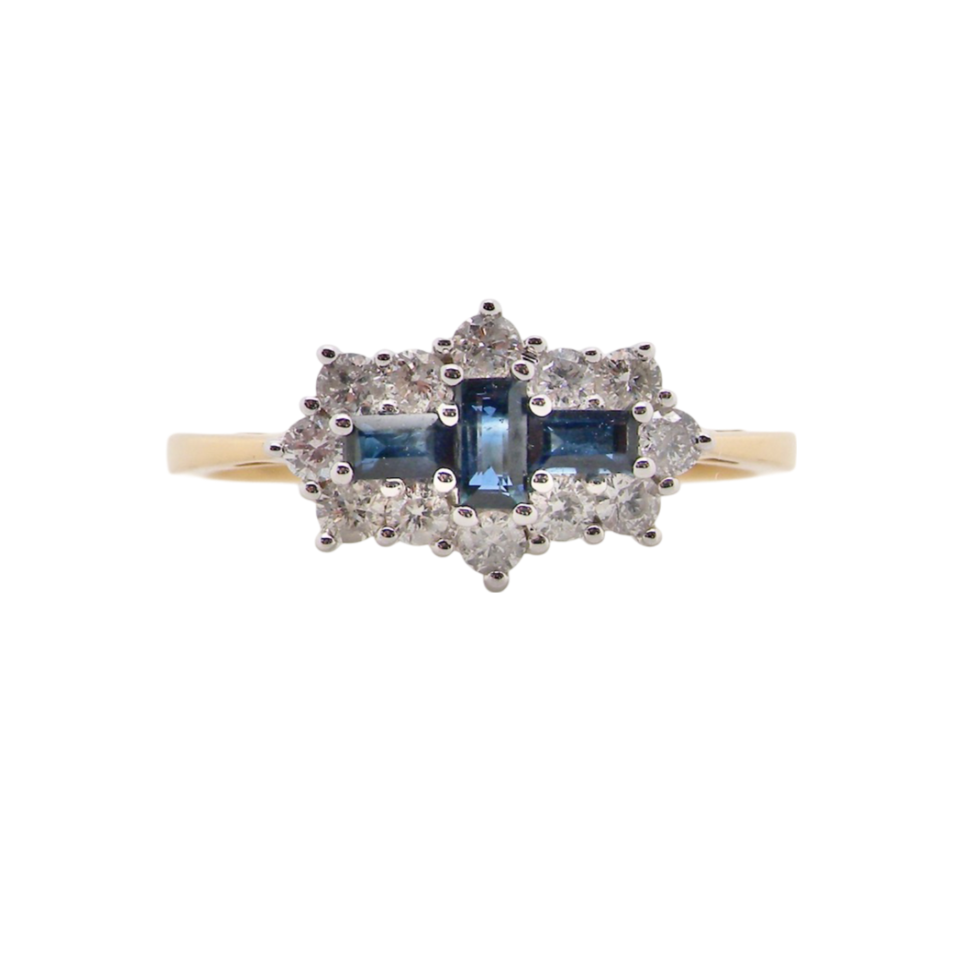 An 18 carat gold Sapphire and Diamond cluster ring