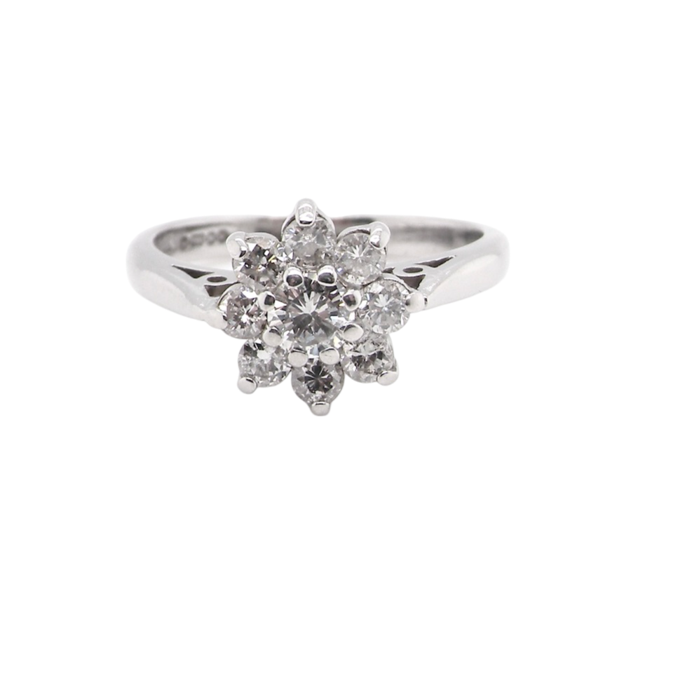 A white gold Diamond Cluster Ring