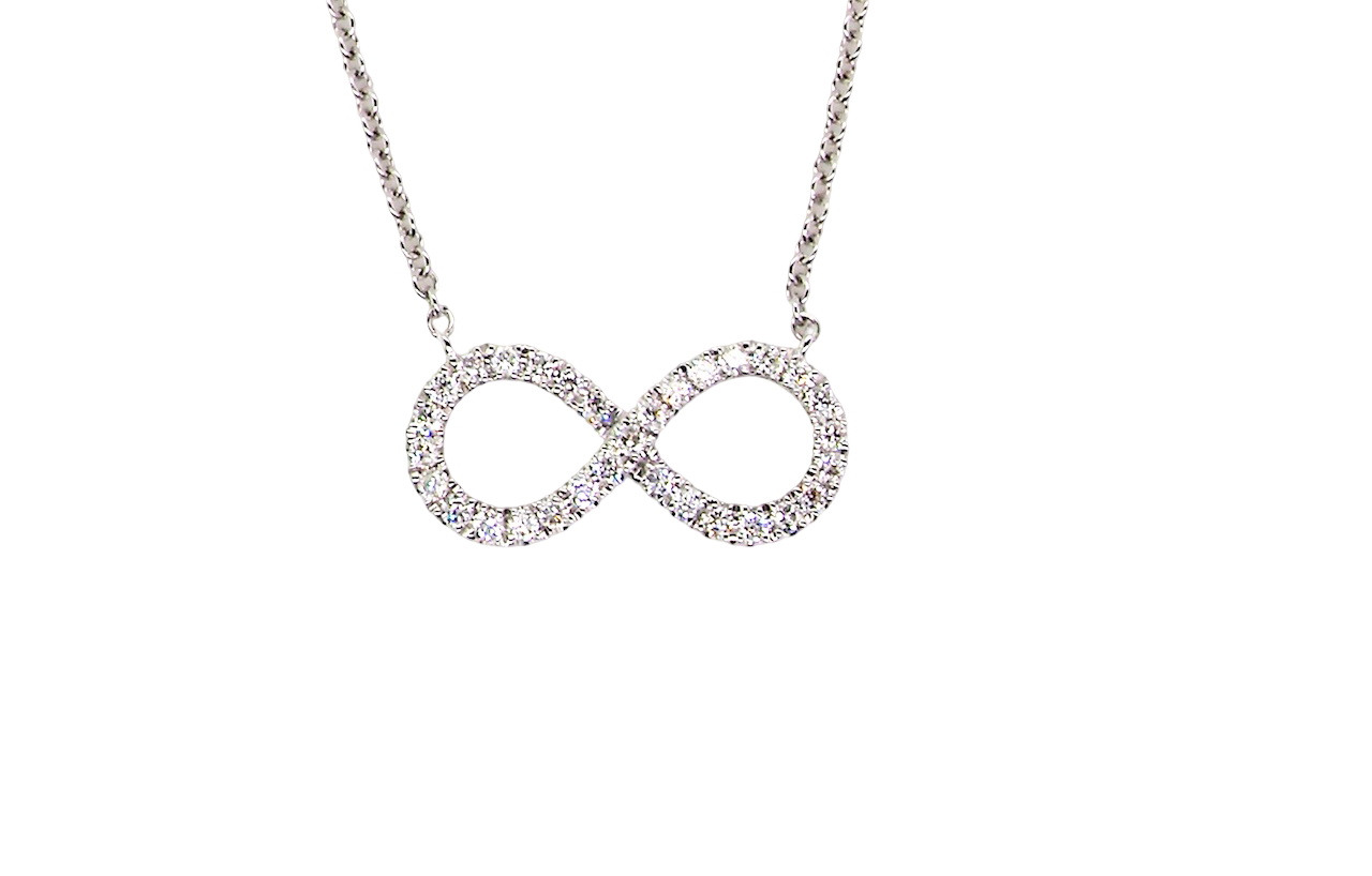 An 18 carat white gold Diamond 'Infinity' pendant
