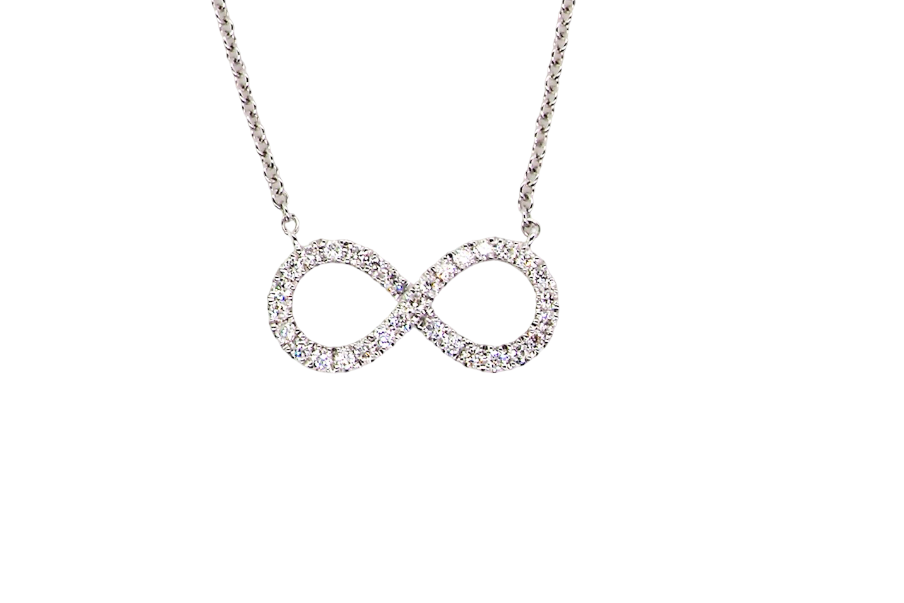 An 18 carat white gold Diamond 'Infinity' pendant