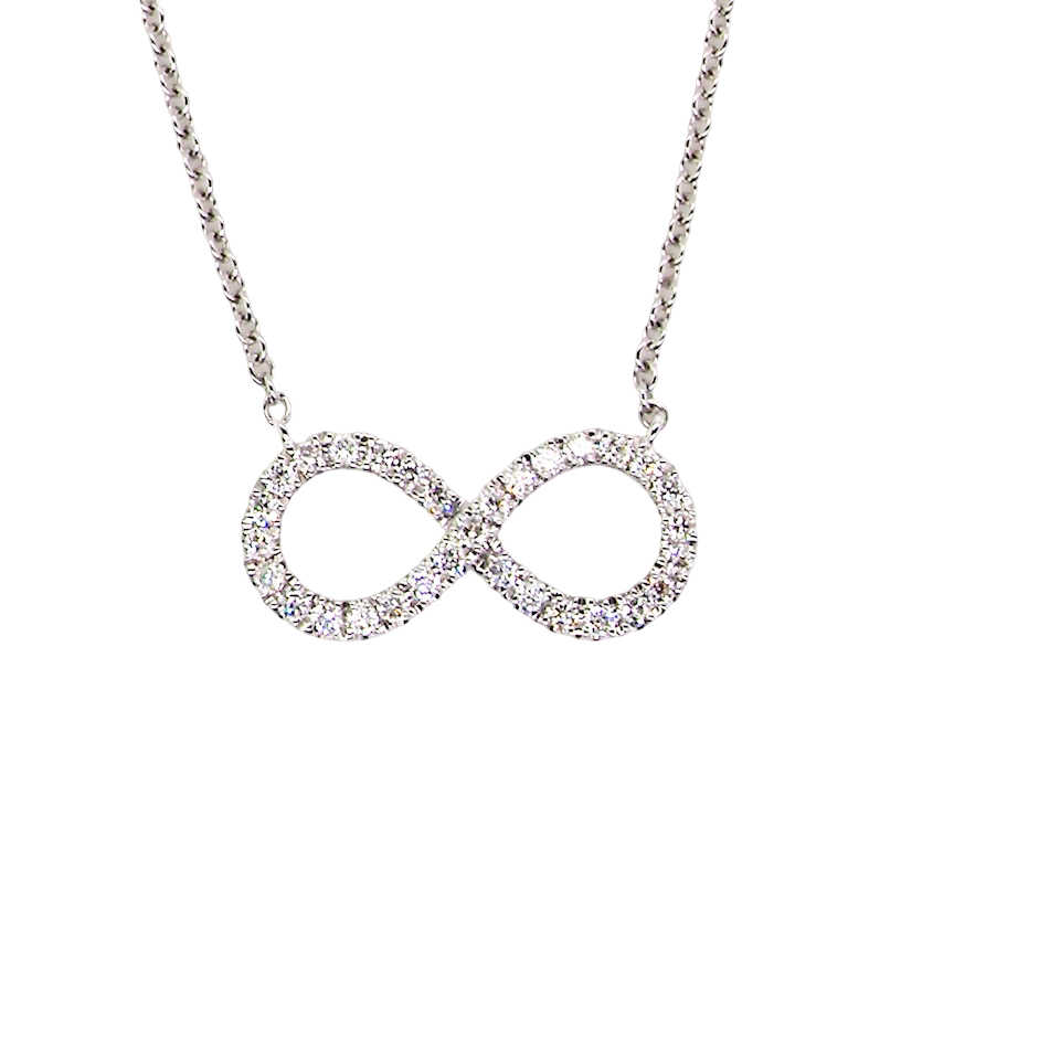 An 18 carat white gold Diamond 'Infinity' pendant