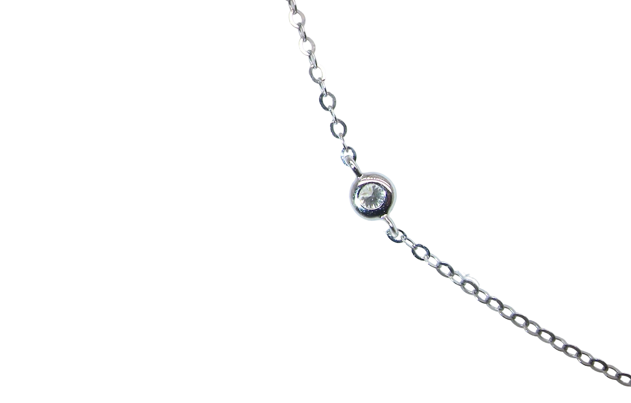 An 18 carat white gold necklace set with miniature diamond