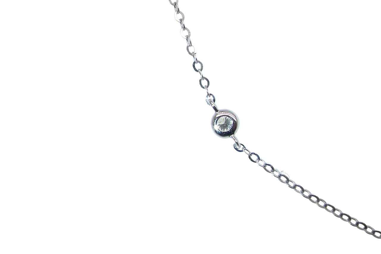 An 18 carat white gold necklace set with miniature diamond