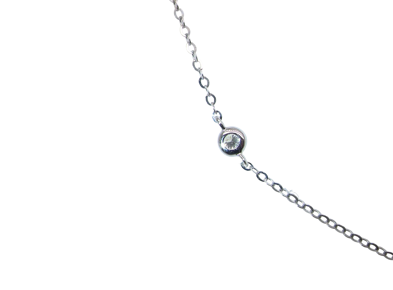 An 18 carat white gold necklace set with miniature diamond