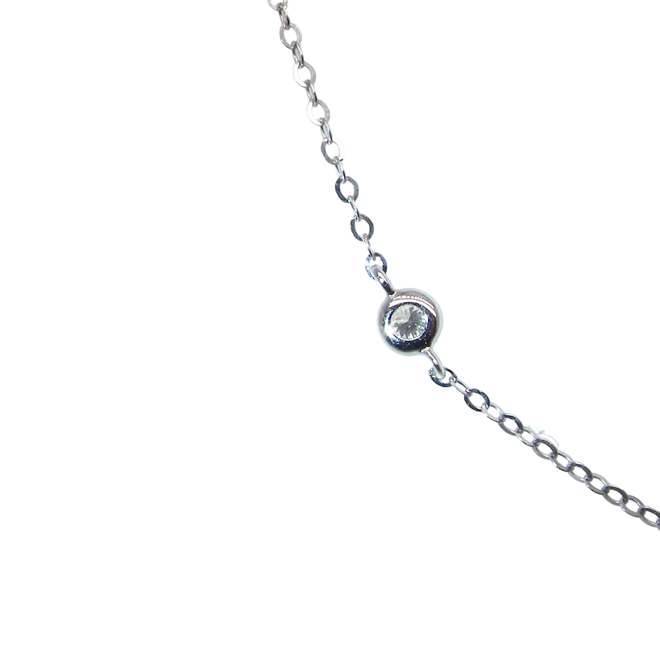 An 18 carat white gold necklace set with miniature diamond