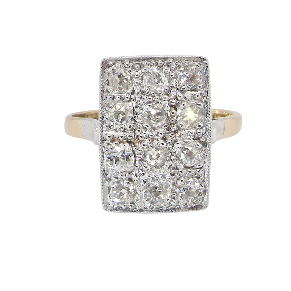 An Art Deco Diamond panel ring