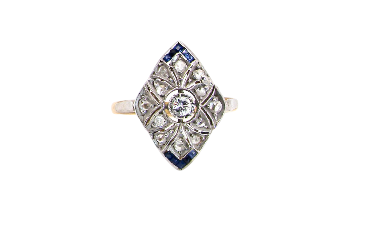 An Art Deco Sapphire and Diamond ring