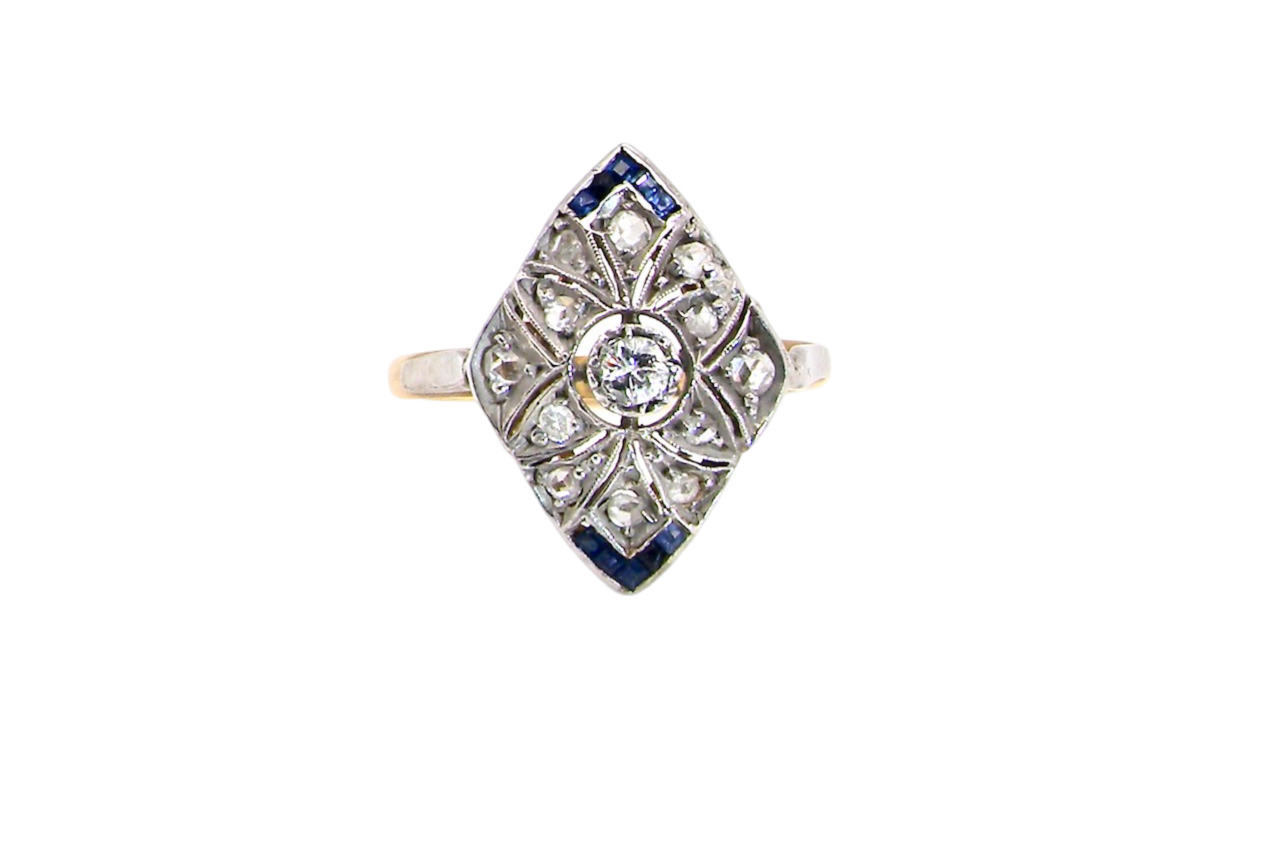 An Art Deco Sapphire and Diamond ring