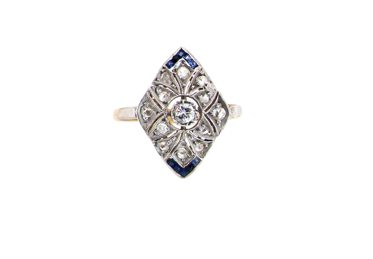 An Art Deco Sapphire and Diamond ring