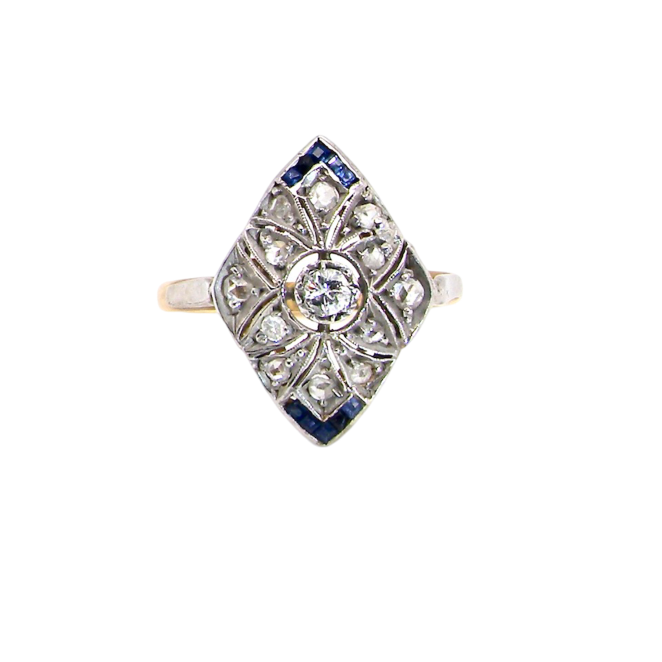 An Art Deco Sapphire and Diamond ring