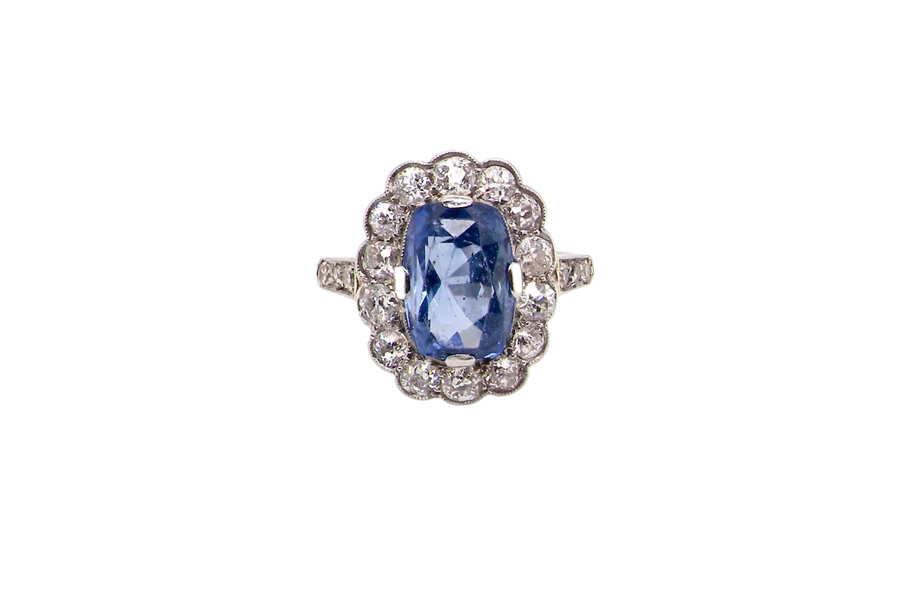 An Art Deco Sapphire and Diamond cluster ring