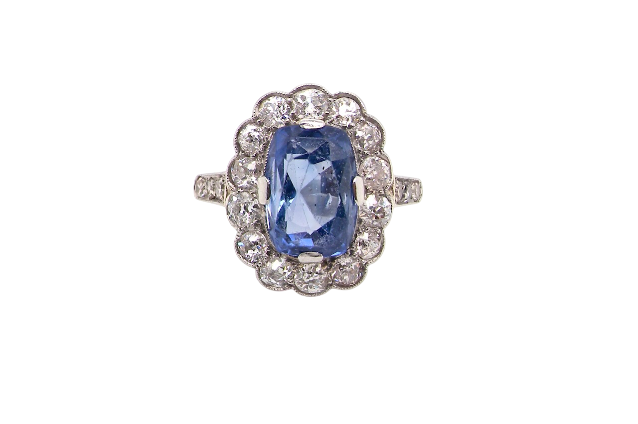 An Art Deco Sapphire and Diamond cluster ring