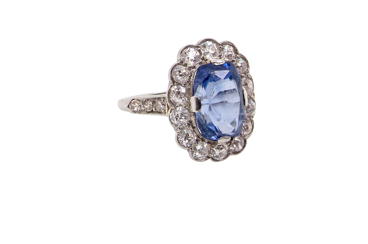 An Art Deco Sapphire and Diamond cluster ring