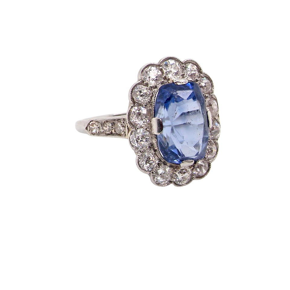 An Art Deco Sapphire and Diamond cluster ring