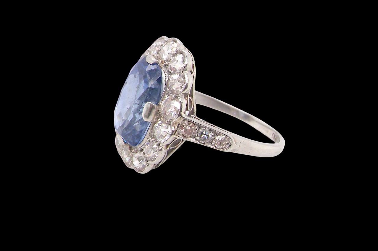 An Art Deco Sapphire and Diamond cluster ring