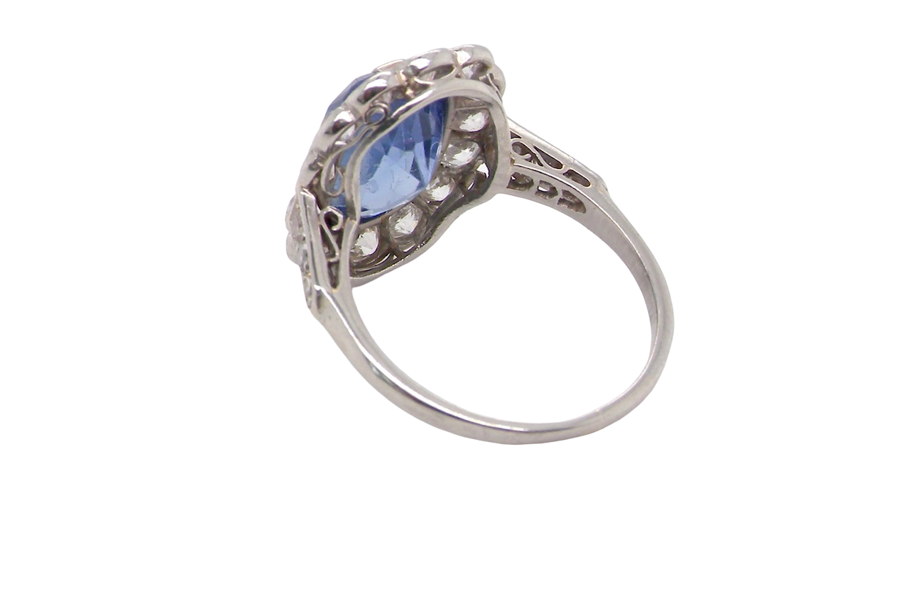 An Art Deco Sapphire and Diamond cluster ring