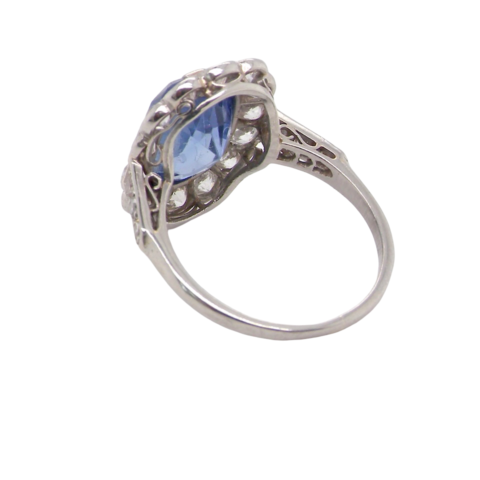 An Art Deco Sapphire and Diamond cluster ring
