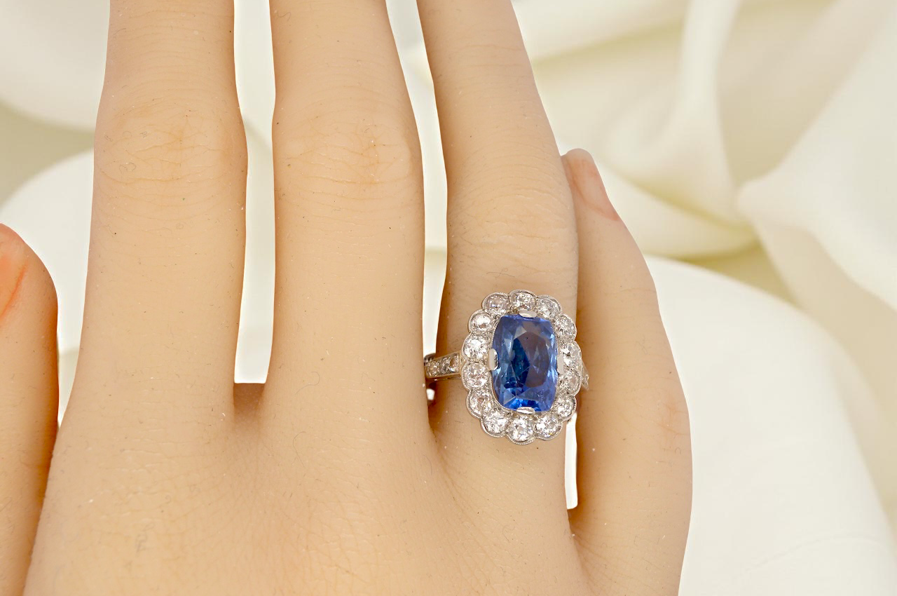 An Art Deco Sapphire and Diamond cluster ring