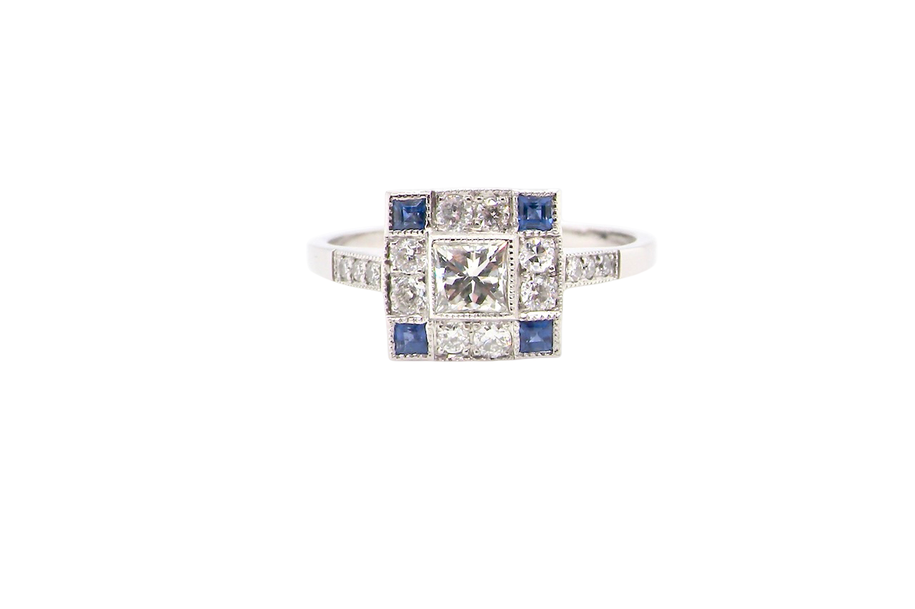An Art Deco Style Platinum Cluster Ring
