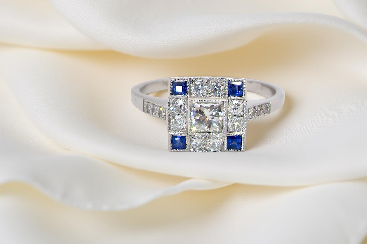 An Art Deco Style Platinum Cluster Ring