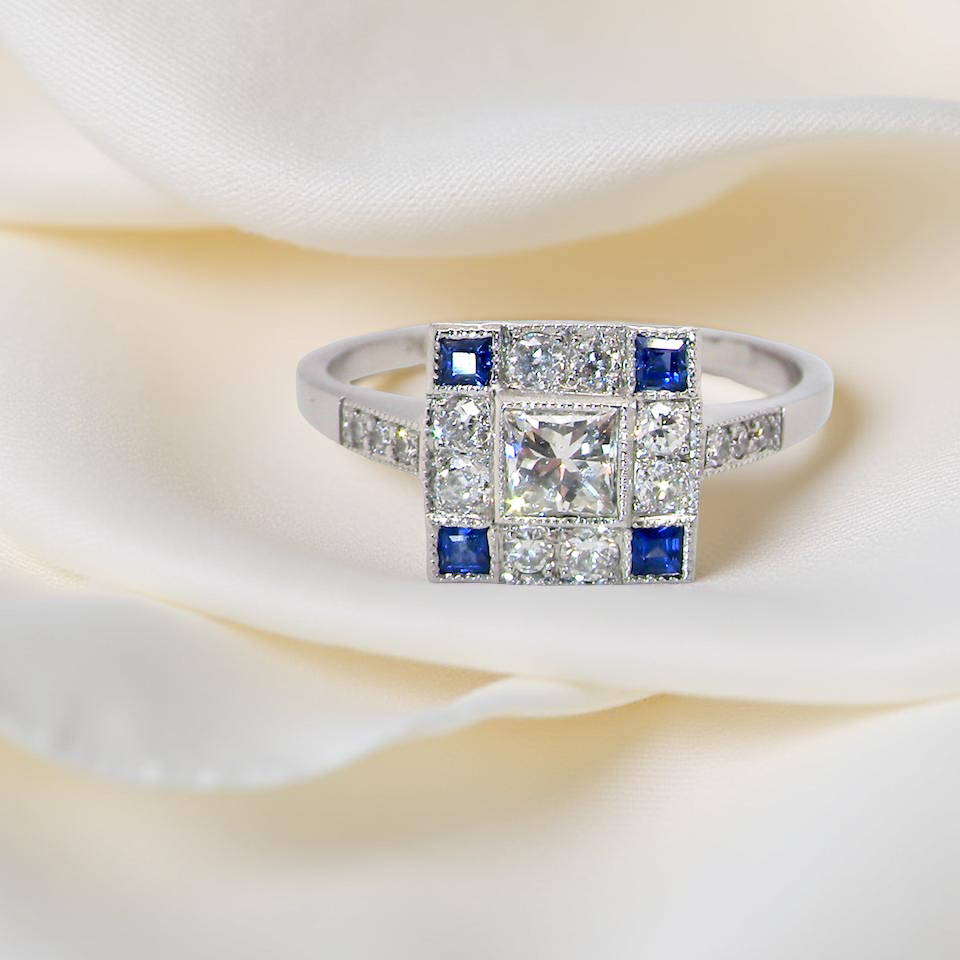 An Art Deco Style Platinum Cluster Ring