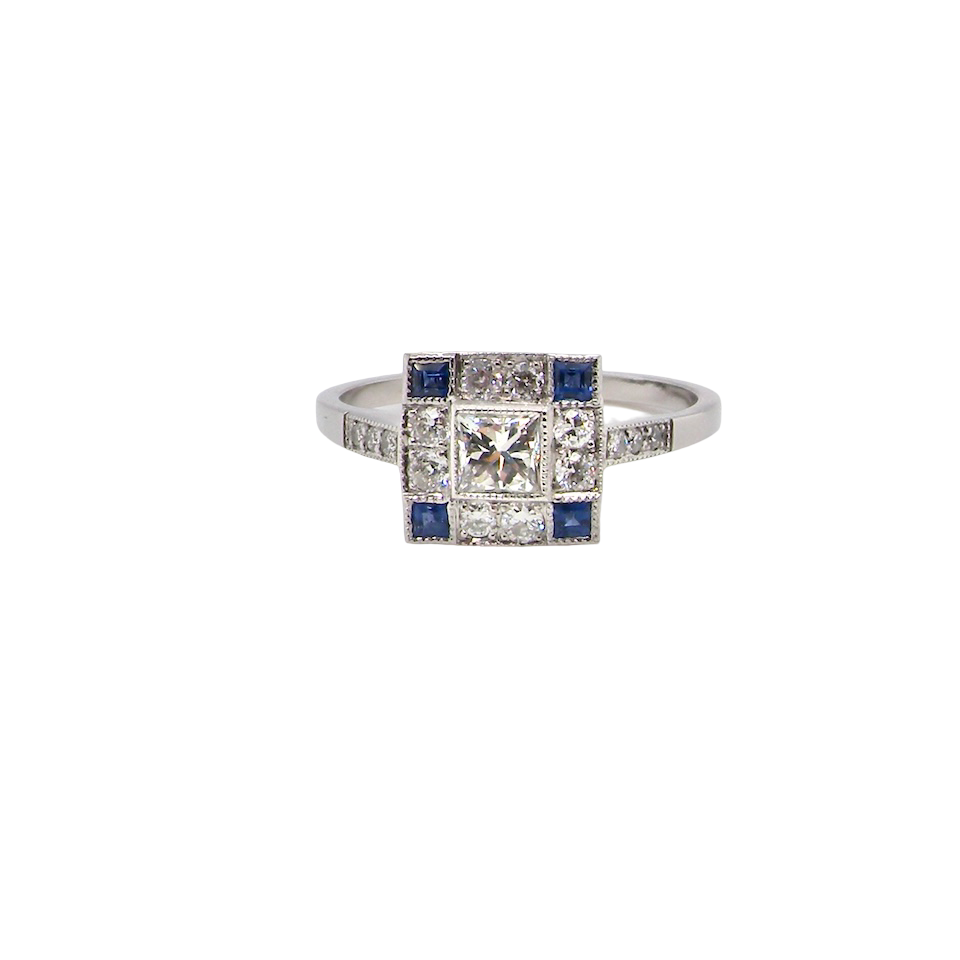 An Art Deco Style Platinum Cluster Ring
