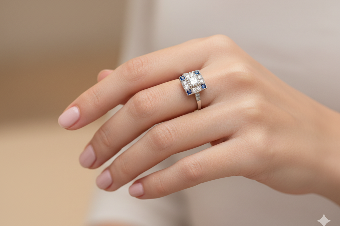 An Art Deco Style Platinum Cluster Ring