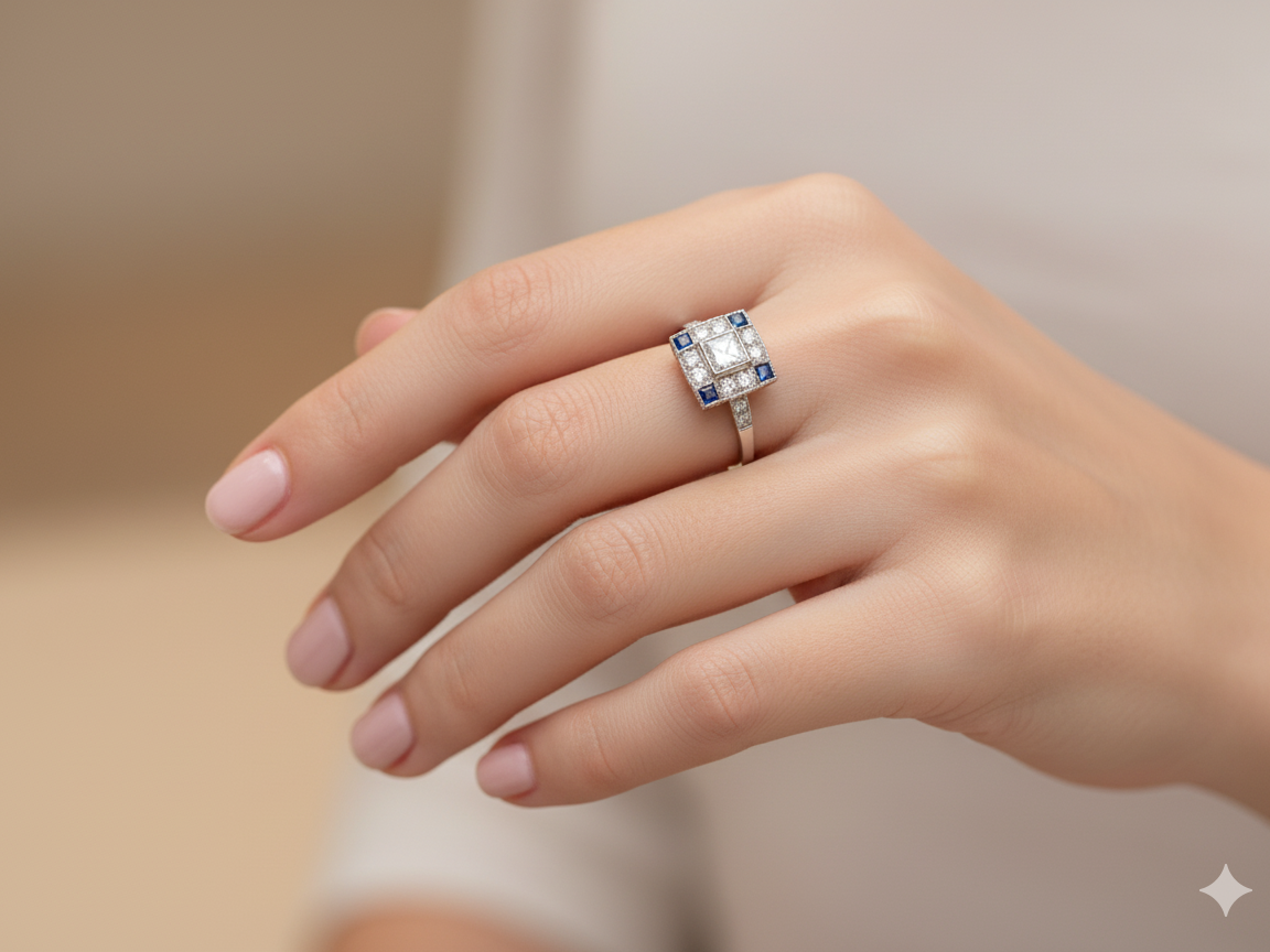 An Art Deco Style Platinum Cluster Ring