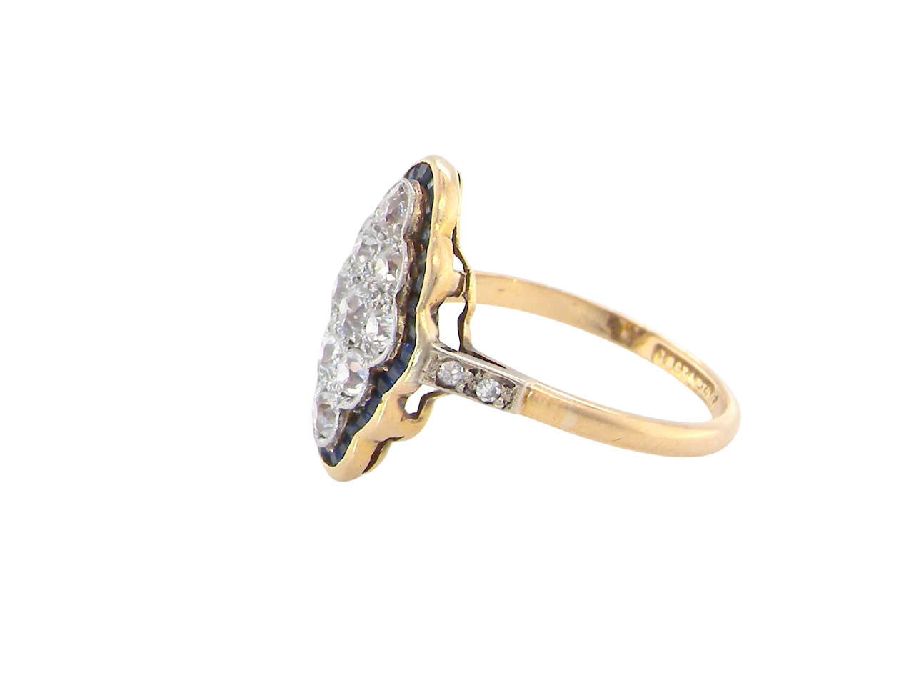 An Art Deco sapphire and diamond cluster ring