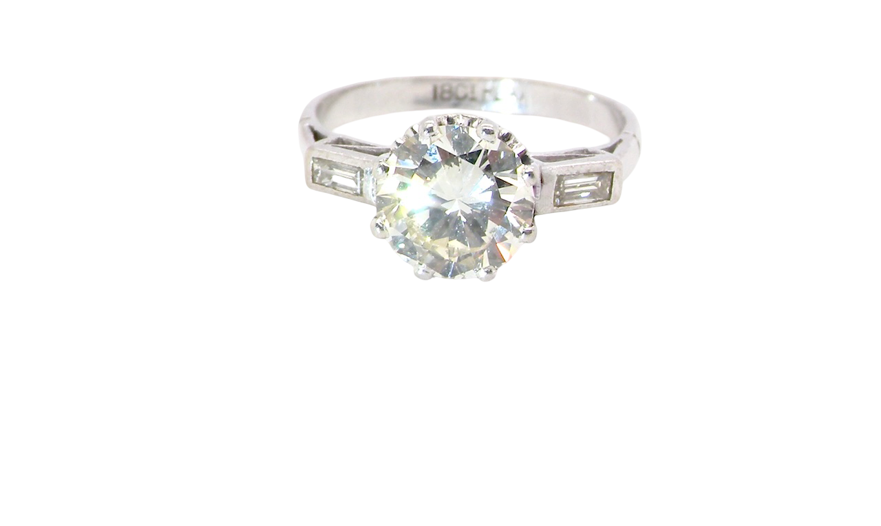 An Art Deco solitaire ring showcasing a beautiful 1.75 carat diamond