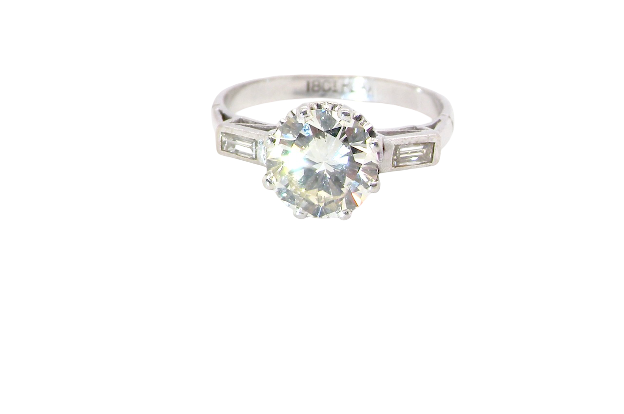 An Art Deco solitaire ring showcasing a beautiful 1.75 carat diamond