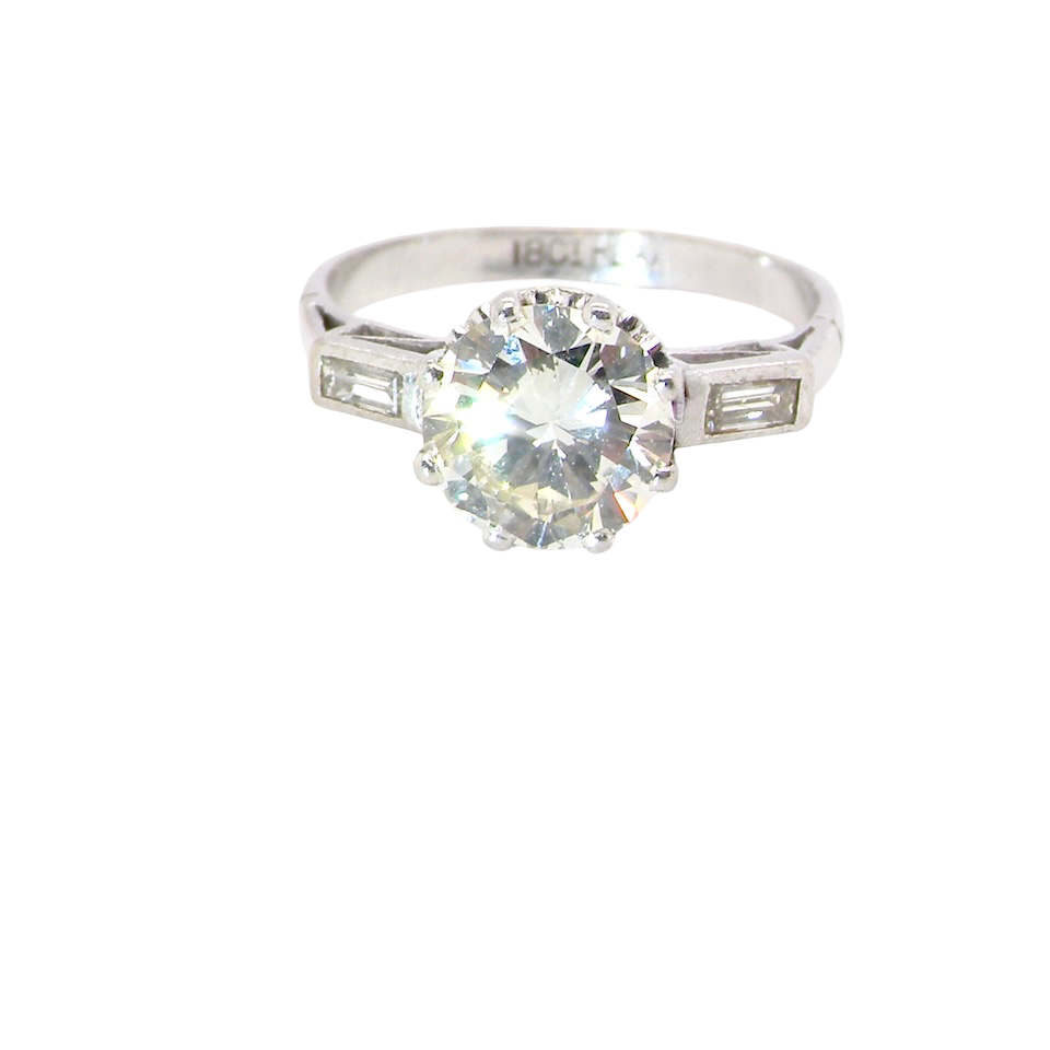 An Art Deco solitaire ring showcasing a beautiful 1.75 carat diamond