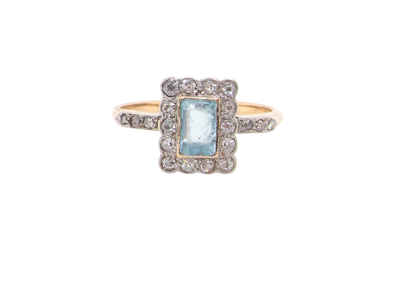 An Early 20th Century Aquamarine and Diamond Cluster Ring