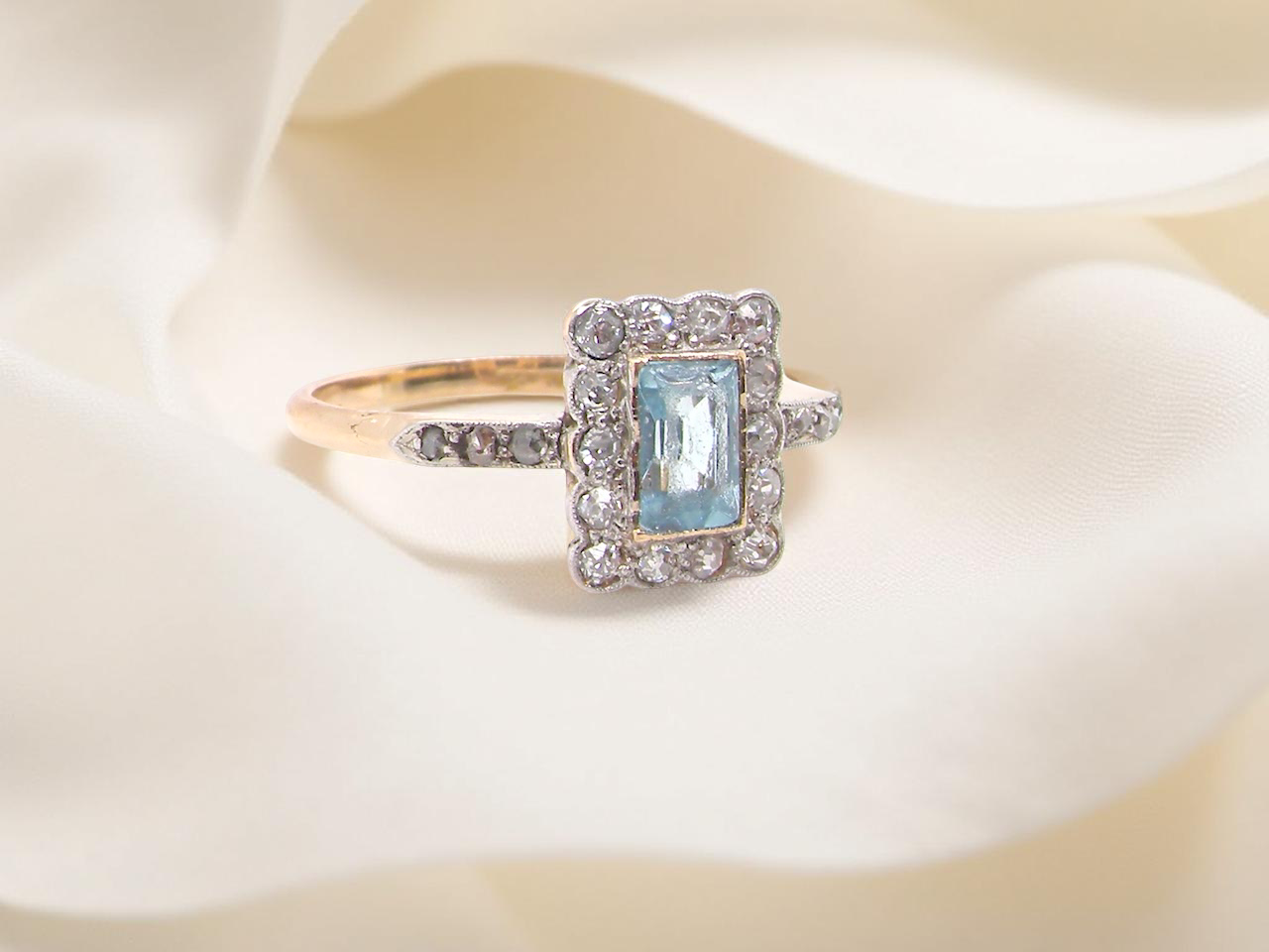 An Early 20th Century Aquamarine and Diamond Engagement Ring