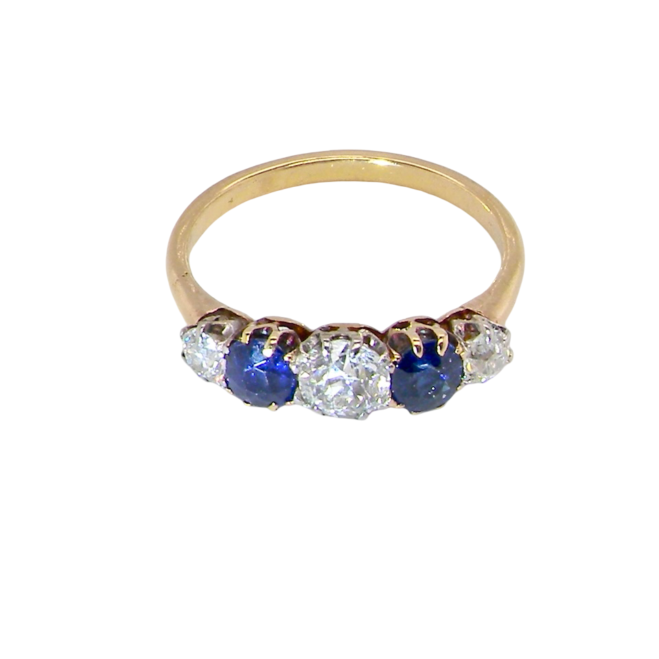 An Early 20th Century Five-Stone Diamond and Sapphire